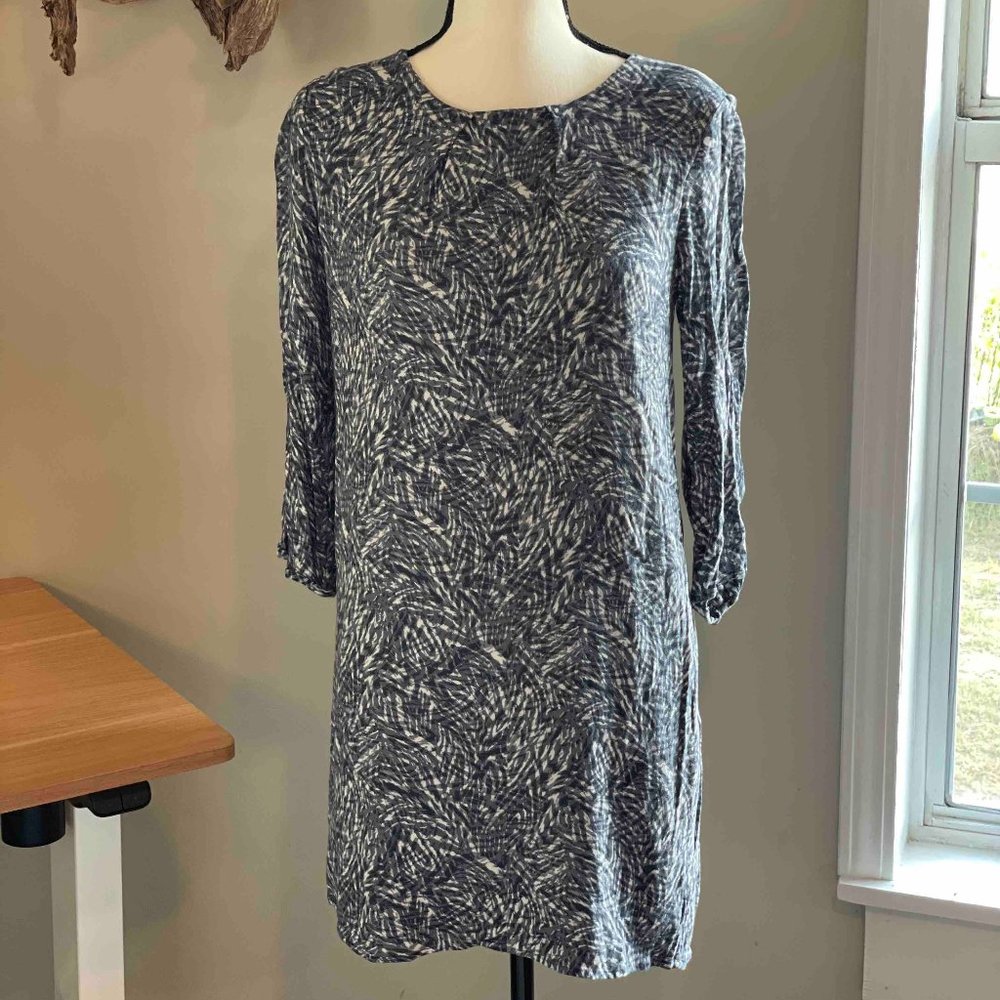 H&M long sleeve mini dress - blue & white, size 6